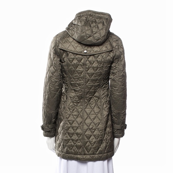 Authentic BURBERRY Britt Women’s Parka Coat Military Green Grey XS Extra Small